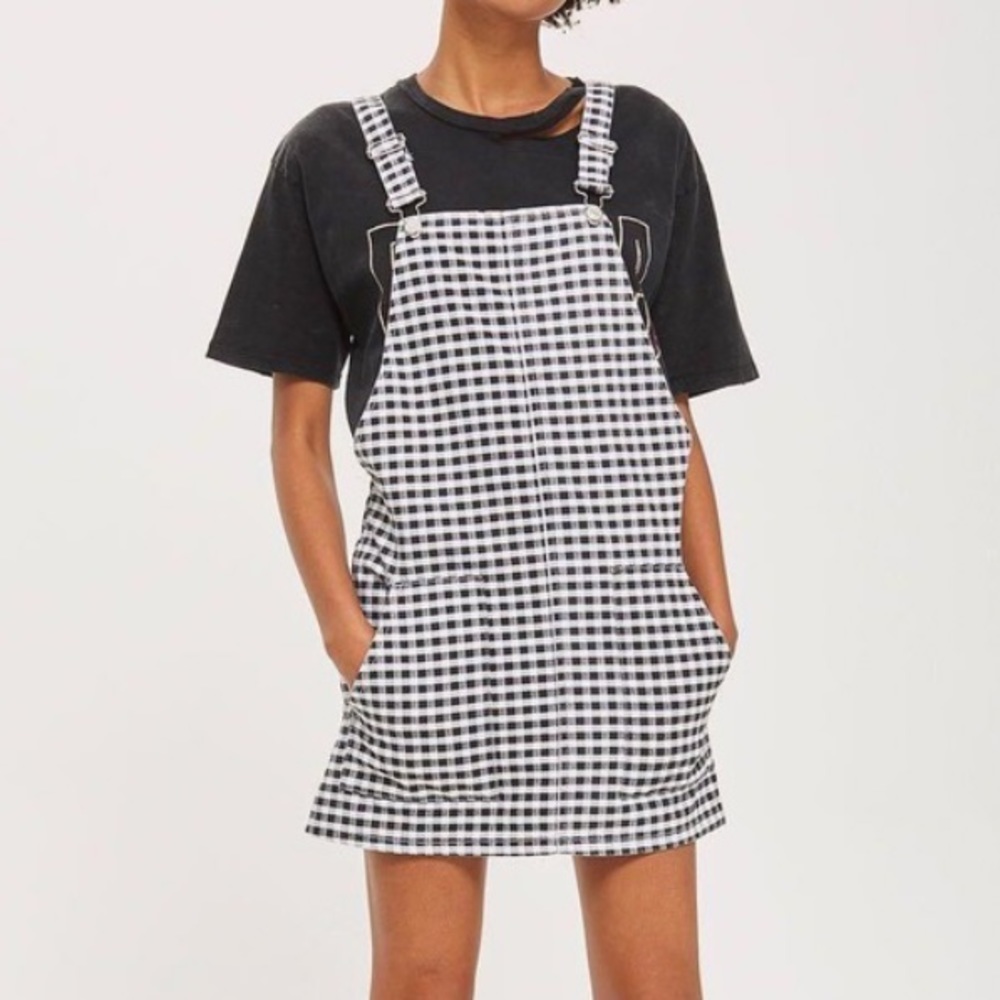 Topshop Moto Gingham Overall Jumper